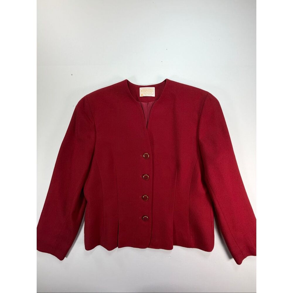 Vintage Pendleton 100% Virgin Wool Red Blazer Jacket USA Women’s Size 12